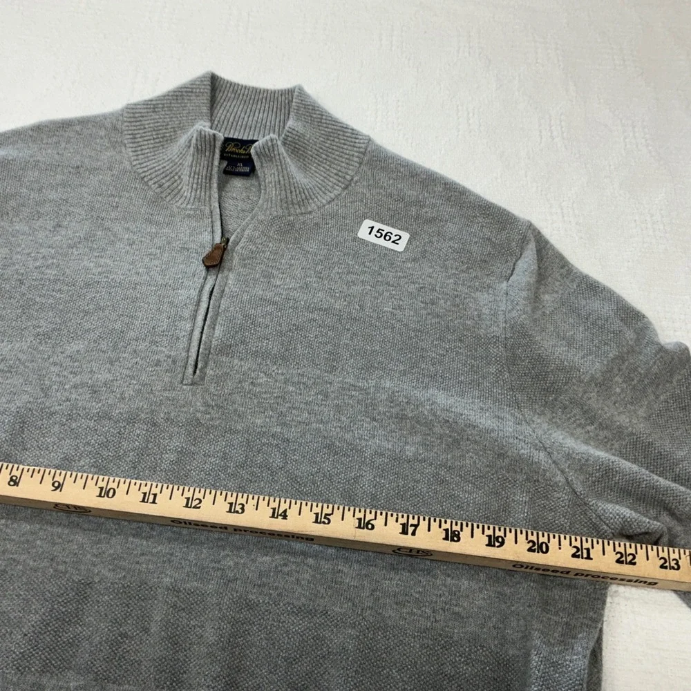 Brooks Brothers Mens XL Grey‎ Cotton Cashmere Blend Quarter Zip Sweater Pullover